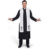 Spooktacular Creations Halloween Priest Costume Men, Classic Father Priest Robe, Halloween Costume Men for Dress Up Cosplay Party (Large)