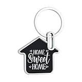 Giftana Home Sweet Home Keychain for Men and Women, House Design Metal Keychains, Silver Keyring, Housewarming Gifts Key Chain Real Estate Gifts Buying and Selling Keychain- Black