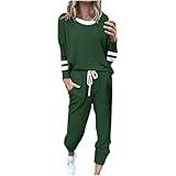GOHRSHA Cute Fall Outfits for Women 2 Piece Sweat Sets for Women Fall Outfits Long Sleeve Striped Tunic Tops Wide Leg Sweatpants Casual Lounge Sets Fashion Clothing