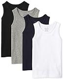 The Children's Place boys Mix and Match Tank Top Shirt, Black/New Navy/Smoke/White 4 Pack, Medium US