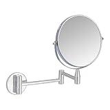 Amazon Basics Wall Mount Round Vanity Magnifying Bathroom Mirror, 1X/5X Magnification, 12.8"L x 10"W, Chrome