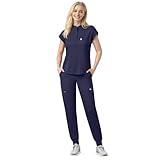 Eipnare Scrubs Set for Women Medical Uniform Nurse Suit, Anti-Wrinkle Scrub Top Jogger Pant&11 Pockets,4 Way Stretch Workwear