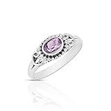 Sechi Mystic Allure Amethyst Ring Solid 925 Sterling Silver Mini Band Gemstone Jewelry for Women Size-9