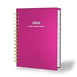 Ymumuda 2026 Planner, Daily Weekly and Monthly Planner,Jan 2026 - Dec 2026, 8.4" x 6.3", 2026 Calendar Planner Book with Tabs, Spiral Notebook with Inner Pocket for Office Home School Supplies