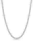 Fiusem 3.5mm Silver Colored Chains for Men, Silver Plated Cuban Link Chain Necklace for Men and Women, Stainless Steel Cuban Necklaces 20 Inch