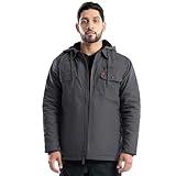 Wrangler Men's Quilted Lined Jacket with Sherpa Hood, Asphalt, X-Large