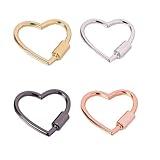 4X Heart Shape Screw Lock Keychain, Multi-Function Small Cute Clip for Labubu Carabiner Keys Camping Hiking Fishing Traveling Dog Novelty Carabiners Ring (Multicolors)