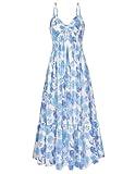 GRACE KARIN Women's 2025 Summer Boho Floral Printed Spaghetti Strap Tie Front V Neck Ruffle A Line Swing Beach Dresses