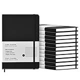 12 Pack A5 Journal Notebooks College Ruled Notebook Classic Leather Hardcover Lined Journals for Writing Office School Home Business, 8.3 x 5.5 inch, 100GSM Thick Paper, 160 Pages (Black, 12 Pack)