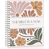Afrisensetic The Bible In A Year: A 52-Week Bible Study For Women - Spiral Bible In A Year With Note Taking Space - Bible Study Guide Plan Workbook - Christian Gifts For Women