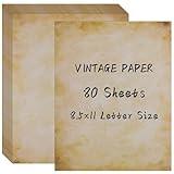 80 Sheets Vintage Paper, 8.5" x 11" Antique Stationary Paper for Writing, Letter Size Printer Paper, Double-sided Aged Parchment Paper for Printing, Decorative Old Look for Invites Resume