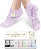 7 Pairs Pilates Socks with grips for Women- Non Slip, Ankle Yoga Socks for Yoga, Pilates, Ballet & Barre Workouts; Breathable, Aromatic, Anti-Blister– Perfect Athletic Gifts for Gym & Hospital Use