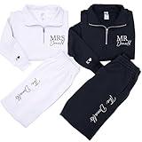 Chillever Custom Embroidered Couples Quarter Zip Sweatshirts, Personalized Matching Couples Quarter Zip Sweatshirt Hoodies and Sweatpant, Matching Couple Outfits, Couple Shirts for Him and Her