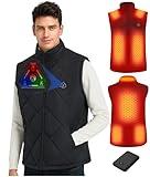 CYCYHEAT Heated Vest for Women and Men - Quilted Lightweight Heating Jacket Coat, Upgraded 7.4V 10000 mAh Battery Pack (US, Alpha, Large, Regular, Regular, Black Men Vest)
