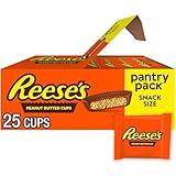 REESE'S Milk Chocolate Snack Size Peanut Butter Cups, Candy Pantry Pack, Halloween Candy, 13.75 oz (25 Pieces)