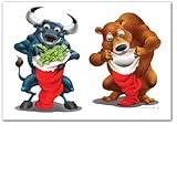 Industry Greetings Financial Christmas Greeting Cards – 50-Pack Bulk Corporate Holiday Cards for Investment Advisors, Portfolio & Wealth Managers & Stock Brokers, Funny Bull & Bear Design