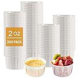 Paper Souffle Portion Cups, 2 oz, 200 Count,Small Disposable Paper Jello Shot Cups for Condiments, Sauces, Samples, Desserts (2 oz)