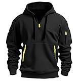 Mens Jacket,Mens Quarter Zip Pullover Tactical Hoodies Vintage Long Sleeve Casual Fashion Hoodie Fall Winter Sweaters(5X-Large,Black)