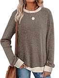 Sampeel Long Sleeve Tops for Women Trendy Plus Size Fall Clothes 2025 Winter Clothing Comfy Halloween Shirts Brown 2XL