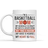 Gift Idea for Teacher my Voice is Hoarse I'm a Basketball Mom for Mother, 11 Oz White Ceramic Coffee Mug