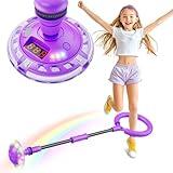 Flooyes Skip Ball for Kids, Ankle Skip Ball Toy with Counter, Timer and Cal Calculator, Girl Birthday Gifts for Age 6 7 8 9 10+, Rechargeable Colorful Flash Wheel Skip Ball for Girls Women