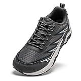 HOBIBEAR Men's Wide Width Hiking Shoes Low Top Breathable - Slip Resistant Trekking & Trail Running Sneakers Grey, 11 Wide Men