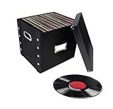 Vinyl Record Storage Box - 12" - 1 Pack- Crate Holds up to 75 Vinyl Albums - Black