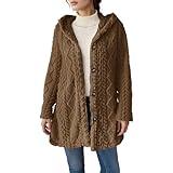 Fleece Jacket Women Casual Fall 2025 Button Up Plus Size Fuzzy Hooded Long Sleeve Cardigan Sweaters Cozy Fluffy House Robe Teddy Shackets Warm Winter Sherpa Lined Faux Fur Coat Outerwear Coffee 3X