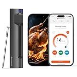 S Pro Bluetooth Wireless Meat Thermometer, 1080°F Heat, 6 Sensors, Enhanced Signal Base, EasySmart App, IP69 Waterproof, Ultra-Thin Probe, Digital Cooking Thermometer, Oven/Grill/BBQ/Air Fryer/Kitchen