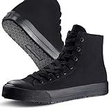 Convole Non-Slip Work Shoes for Men & Women, Unisex Oil & Water Slip-Resistant Sneakers for Food Service, Black High Top Restaurant Server Boots, Comfortable Casual Stain Resistant Chef Kitchen Shoes