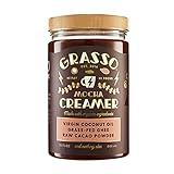 Mocha Coffee Creamer, Grasso Foods, High-Fat and Low-Sugar, Organic Coconut Oil, Grass Fed Ghee, and Raw Cacao Powder, Shelf-Stable 15 oz jar 30 Servings