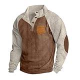 Nantdog Prime+Deals October 11-12,Day of Prime Deal,My+Orders, Winter Corduroy Shirts Men 2024 Casual Henry Stand Collar Quarter Button Up Vintage Long Sleeve Mock Neck Sweatshirts,Brown,Medium