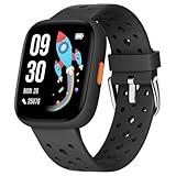 BIGGERFIVE Smart Watch for Kids, 1.8" Fitness Tracker Watch Pedometer, Heart Rate, Sleep Monitor, IP68 Waterproof, Calorie Step Counter, Puzzle Games with/Without APP for Girls Boys Teens 5-16, Black