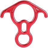 PROND Terminal 8 Descender, Rescue Figure 8 Descender with Lock Off Ears, 50KN Aluminum Alloy Bent-Ear Descender for Climbing Rescuing Or Escaping Descender, Climbing Belay & Rappel Equipment (Red)