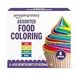 Amazon Grocery, Assorted Food Coloring, Contains Red, Blue, Green, Yellow Bottles, 1.2 Fl Oz (Previously Amazon Fresh, Packaging May Vary)