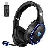 YOTMS Wireless PS5 Gaming Headset for PS4, PC, Switch, 2.4Ghz Wireless Gaming Headphones with Mic, Bluetooth 5.3 Headphones with Stereo Sound, 40h Battery, for Laptop, Mac, Phone (Black)