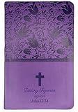 Personalized KJV Reference Holy Bible Purple Faux Leather Large Print Size with Index Tabs | Custom with Name, Date or Text | Gift for Christian & Religious Celebrations
