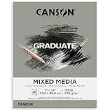 Canson Graduate Grey Toned Mixed Media Pad, Foldover, 11x14 inch, 20 Sheets | Artist Paper for Adults and Students - Watercolors, Mixed Media, Markers and Art Journaling