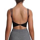 Aoxjox Women's Workout Sports Bras Fitness Yoga Crop Tank Twist Back Cami (Black, Medium)