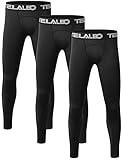 TELALEO Boys' Youth Compression Leggings Pants Tights Athletic Base Layer for Running Hockey Basketball 3 Pack Black-XS