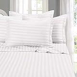 Elegant Comfort #1 Bed Sheet Set on Amazon - Super Silky Soft - 1500 Premier Hotel Quality Luxurious Wrinkle, Fade, Stain Resistant 6-Piece Stripe Bed Sheet Set, Queen White