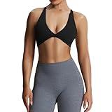 Aoxjox Women's Workout Sports Bras Fitness Sienna Low Impact Bra Yoga Crop Tank (Black, Small)