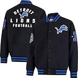 Ultra Game NFL Official Adults Classic Varsity Coaches Jacket Coat - Unisex, Detroit Lions, Team Color, Large