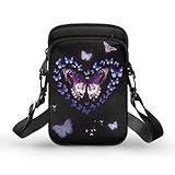 TODIYADDU Purple Butterfly Crossbody Cell Phone Purse for Women Love Heart Shoulder Sling Bag with Adjustable Strap and Zip Pocket Multipurpose Crossbody Wallet Phone Bag for Cards Keys Lipstick-1
