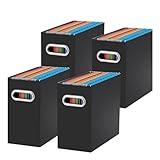 Oterri File Organizer, 4 Packs Small Storage Box, Cardboard File Folder Organizer, Collapsible File Box for Hanging File Folders Letter Size, Portable Filing Organizer with Handle(Black)