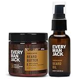 Every Man Jack Beard Oil & Beard Butter Bundle - Sandalwood Fragrance - Rejuvenates, Hydrates & Styles Dry Beards - Naturally Derived with Cocoa Butter and Shea Butter