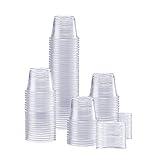 GUSTO [100 Sets - 1 oz. Plastic Disposable Portion Cups With Lids, Souffle Cups