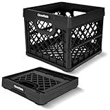 CleverMade Collapsible Milk Crate, Obsidian, 1PK - 25L (6 Gal) Stackable Storage Bins, Holds 50lbs Per Bin - Clevercrates are Heavy Duty, Plastic Collapsible Storage Crate for Multi Purposes