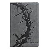 Personalized CSB Reference Bible Faux Leather Large Print Size with Crown of Thorns Design | Custom with Name, Date or Text | Gift for Christian & Religious Celebrations | Gray