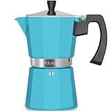 Zulay Premium Moka Pot Espresso - Leak-Proof Stovetop Espresso Maker - Perfect for Authentic Cuban & Italian Style Espresso - Makes 6 Espresso Cups - Light Blue